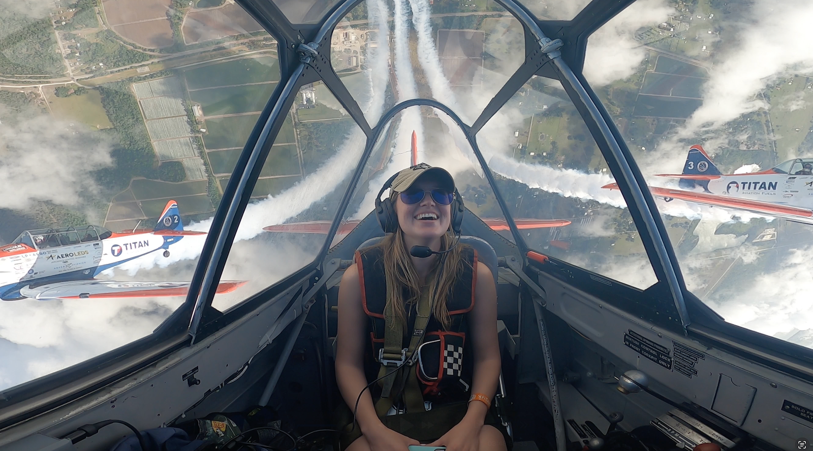 Cayla McLeod flies with the TITAN Aerobatic Team during Sun 'n Fun.